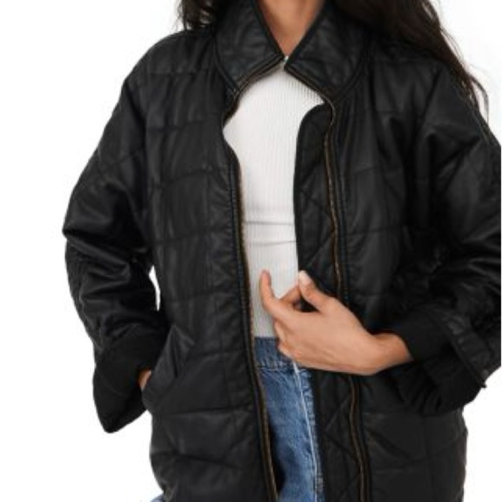 Free People | Dolman Quilted Leather Jacket